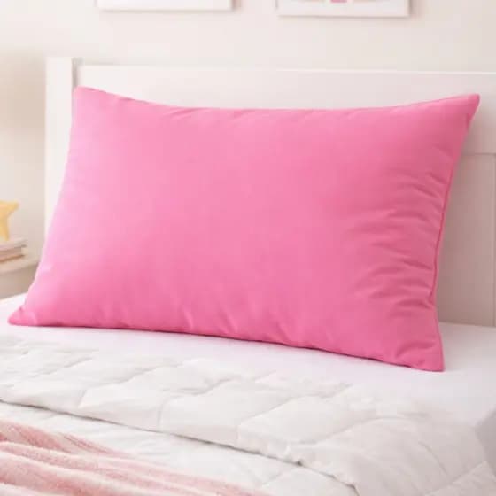 Fronha Infantil Cor De Rosa Chiclete 40x60cm Antialérgica Macia Com Zíper