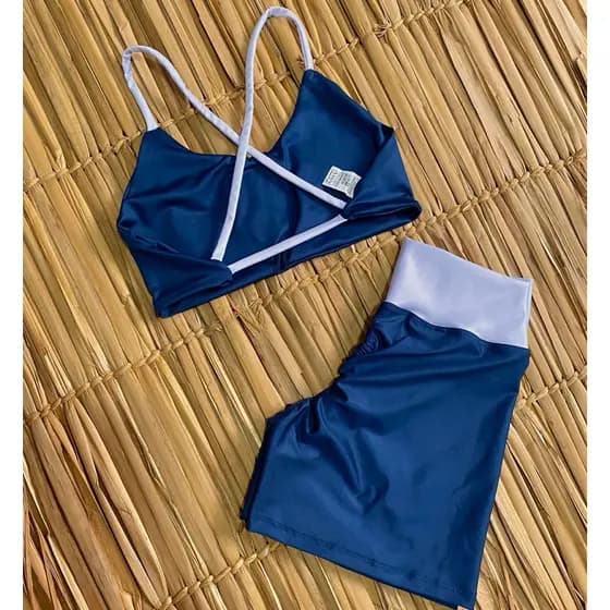 conjunto short empina bumbum top costas cruzadas fitness