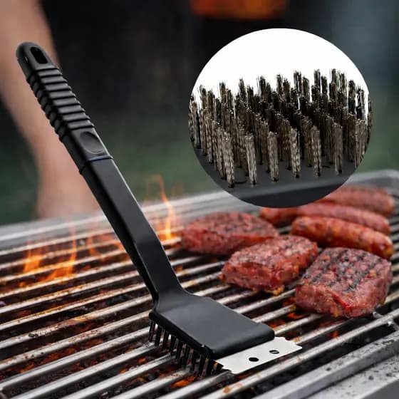 Escova Limpa Grelha com Raspador Inox para Churrasqueira