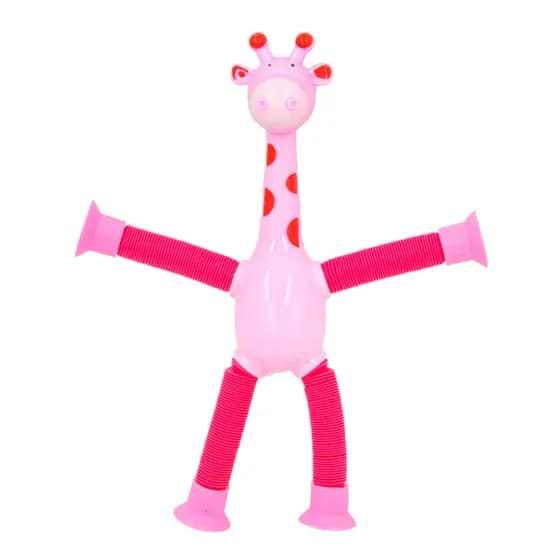 Girafa Pop It Tubo Led Estica Puxa Gruda Brinquedo Infantil Cor:Rosa