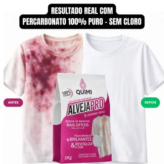 Percarbonato de sódio 100% Puro Alvejapro - Tira Manchas Roupas Brancas - MUITO MELHOR que Calisul
