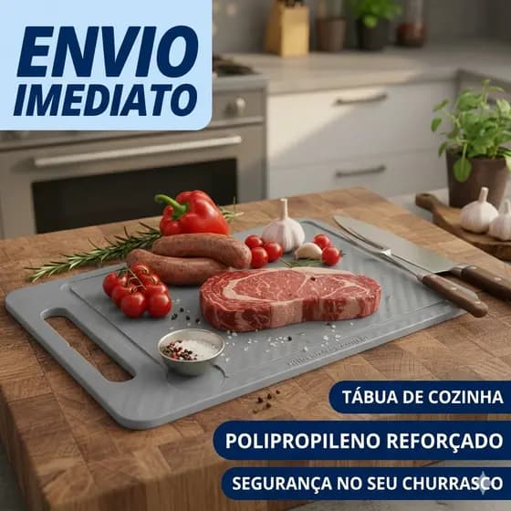 Tábua de Carne Corte Churrasco Cozinha Multiuso Alimento Com Alça Antiderrapante Chef Plástico
