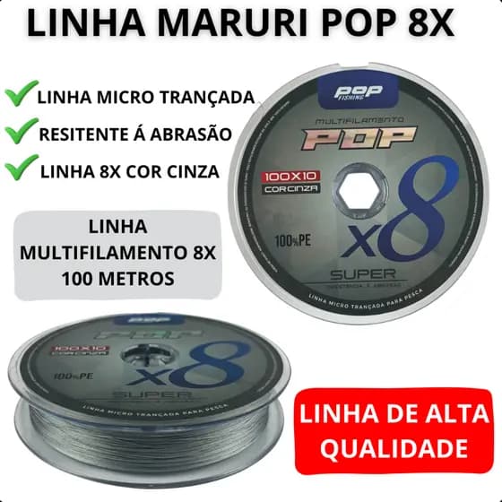 Linha Multifilamento Pop 8x Resistente Cinza Pop Fishing Maruri 100m Linha de Alta Qualidade
