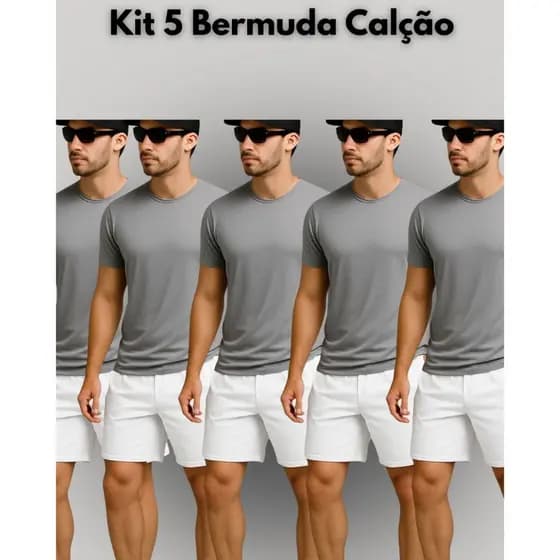 Kit 5 Bermudas Calção Masculino Cordão Básica Lisas Treino Academia Corrida Futebol Exercício Físico