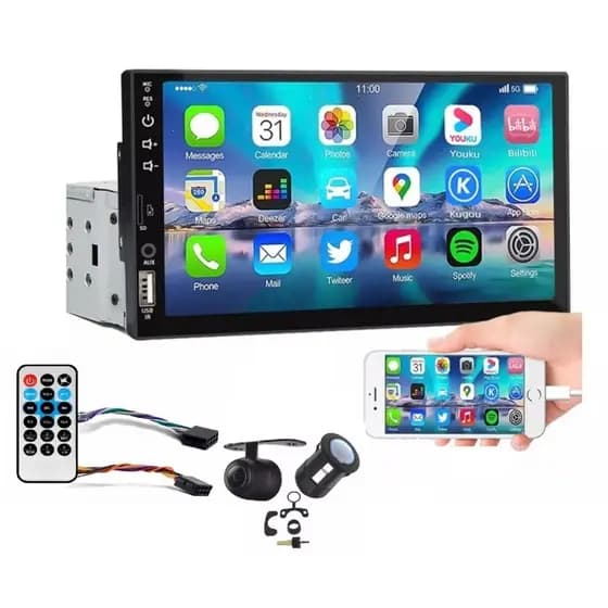 Central Multimídia Automotiva Universal Bluetooth Mp5 Bt 1 Din 7 Polegadas Dvd Camera Ré