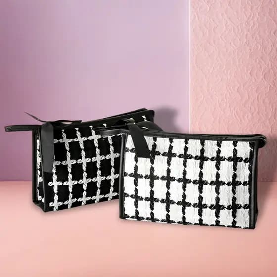 Bolsa Estojo Necessaire Para Viagem Organizador Para Maquiagem Cosméticos Elegante Chique Luxo Feminino Fofo Laço