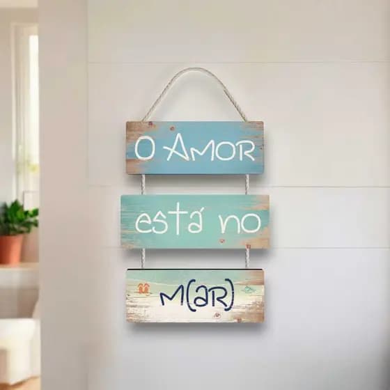 Placa Decorativa Em Mdf O Amor Está No Mar Praia Verão Amar