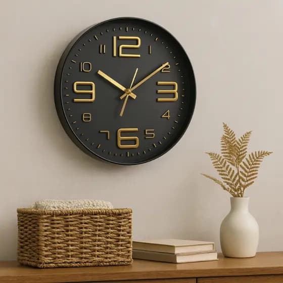 Relógio Parede Decorativo Grande 30cm Cor Preto Moderno Silencioso Reforçado Casa Sala Escritório Fg