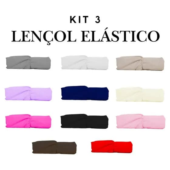 Kit 3 Lençóis Solteiro/Casal/Queen/King 400 Fios Micro Percal – Elástico Completo, Não Sai do Colchão!