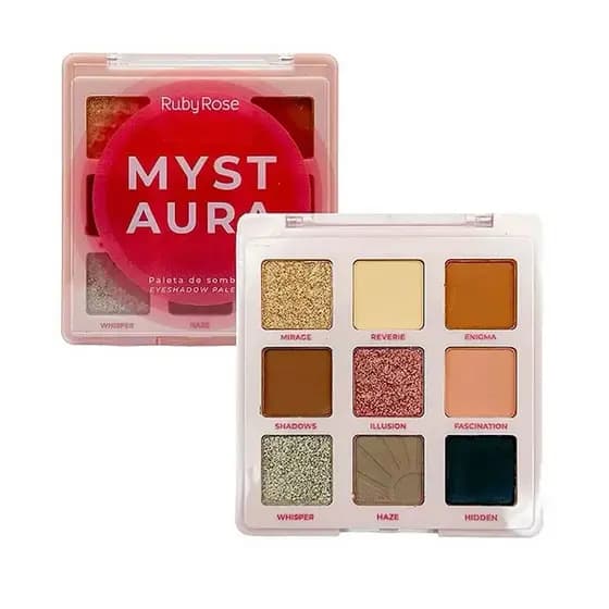 Paleta de Sombras Ruby Rose Myst Aura - 9 tons versáteis e pigmentados para todos os looks