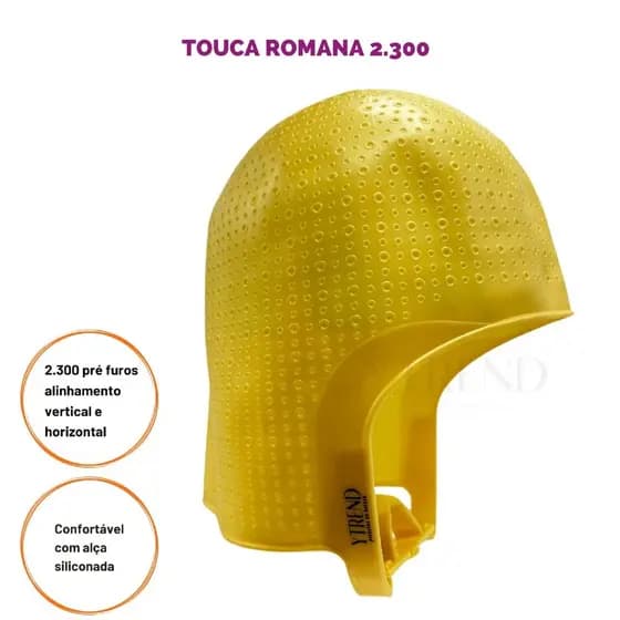 Touca para Luzes Mechas Reflexos Morena Iluminada Modelo Romana alinhada com 2.300 Furos cobre Nuca