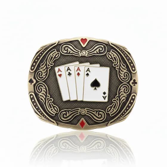 Fivela Cowboy Country Cartas Baralho Poker Jogador P/ Cinto