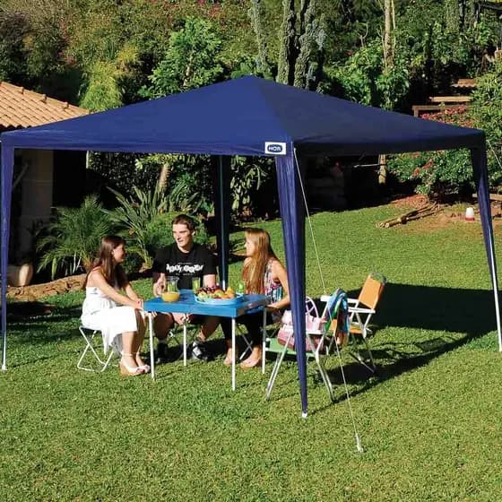 Gazebo Tenda Desmontável ou Sanfonado Praia Base 3x3 Barraca Camping + Bolsa Cor Azul