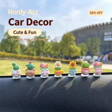 Bonito Primavera Ornamento De Carro Animal Cactus Pequeno Vaso Planta Balançando Cabeça Resina Automóveis Decoração Aces