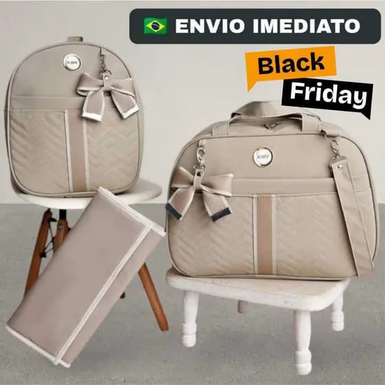 kit Bolsa Maternidade menino mala grande com 3 Peças laço e Fitas de luxo para bebe, Envio imediato