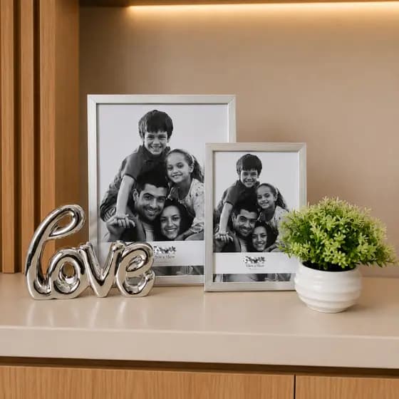 Kit Decorativo Elegante Rack Sala Prata Sofisticado Porta Retrato Vasinho Enfeite Decoração Luxo
