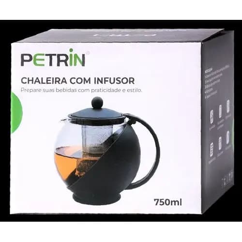 Chaleira Vidro Capacidade 750ml Infusor Inox Filtro Funcionalidade Cozinha