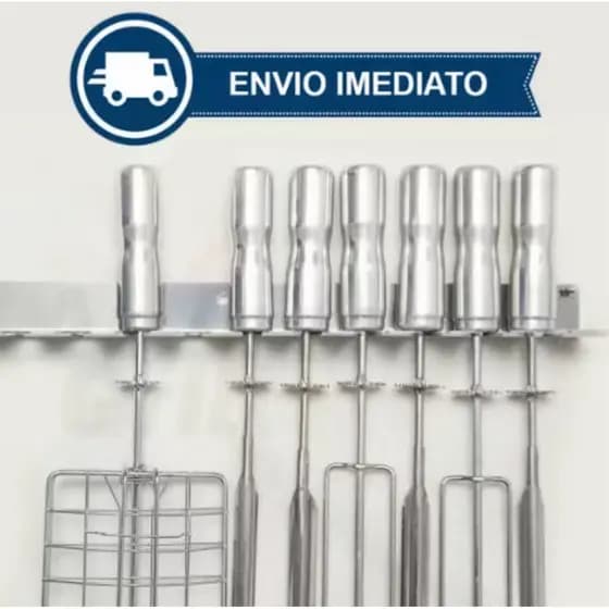 Suporte De Espetos Churrasqueira Suporta 12 Espetos Em AÇO INOXIDAVEL Churrasco