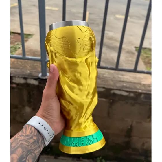 Copo Taça Copa do Mundo 3D | Caneca Troféu FIFA Decorativa Colecionável Futebol