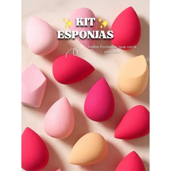 12 peças de esponja de maquiagem, esponja de base, creme líquido, Acessórios de maquiagem