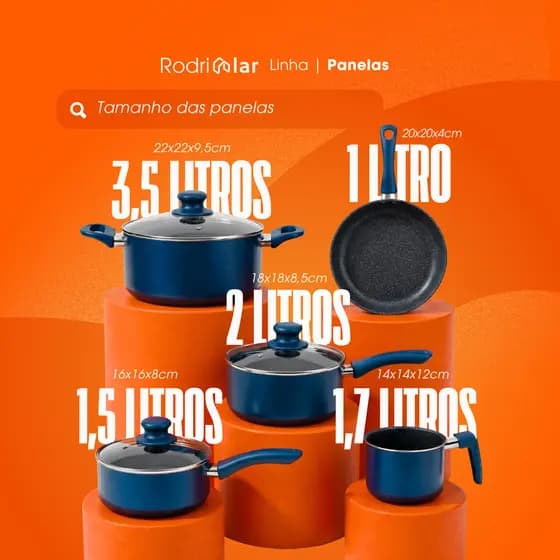 Jogo de Panelas 5 Peças Cerâmica Antiaderente Compatível Indução e Gás