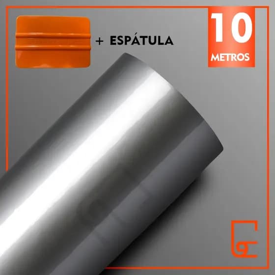 Adesivo Película Vinil Prata Tipo Inox 70cm Impermeável Envelopar Decorar Fogão Geladeira Móveis + Espátula P Aplicação
