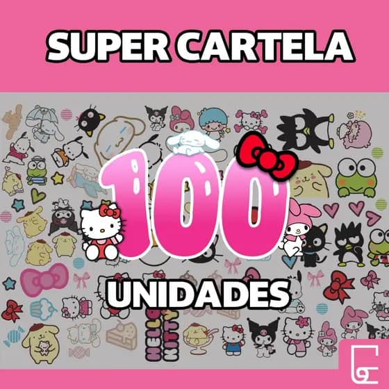 Kit Cartela com 100 PÇS Adesivo da Turma da Hl Kitty Infantil Sticker Autocolante Desenho Fofo Coquette Rosa IMP