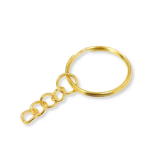 Argola Para Chaveiro Com Corrente Ouro 20mm - Com 50 Unidades - UMK