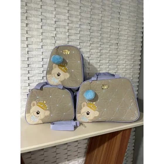 bolsas Maternidade kit com 3pcs com Ursinho. ✅Envio Imediato.