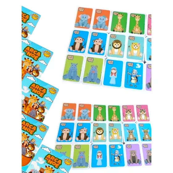 50 Jogos da Memória Arca de Noé, Cartas Ilustradas de Animais, Brinquedo Dia das Criança Prenda