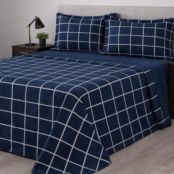Jogo de Cama 4 Peças com Fronha de Debrum Micropercal 400 Fios