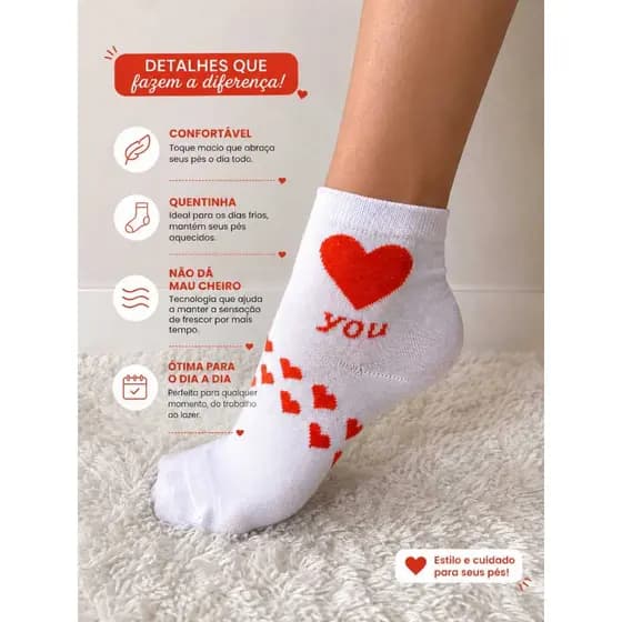 Kits de meia feminina confortável para o dia a dia cano curto