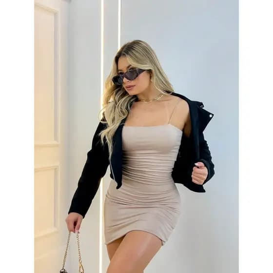 Vestido Tubinho Curto Tendencia Zara Gringa Colado Alça Básico Outfif Dress