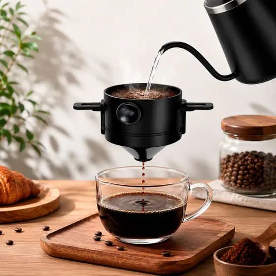 Mini Filtro Permanente de Café/ Chá em Aço Inox Reutilizável Sem Filtro de Papel