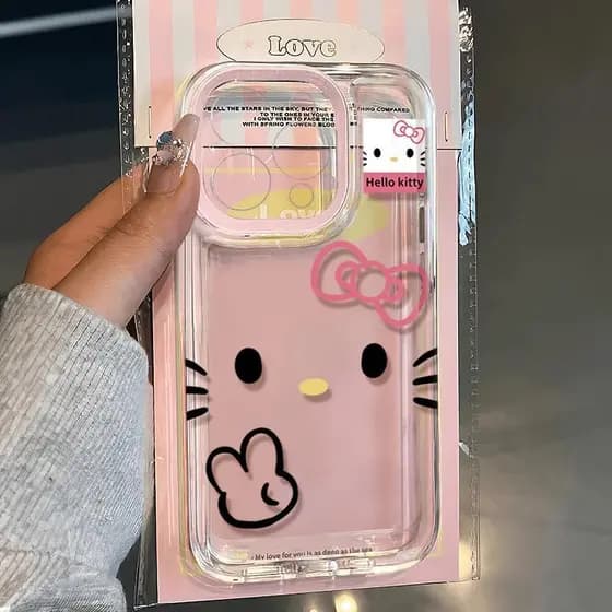 Bonito Olá Kitty Rosa Caso De Telefone Para iPhone 13 Pro Max 11 12 14 15 16 17 16E X XS XR 7 8 Plus Capa Transparente