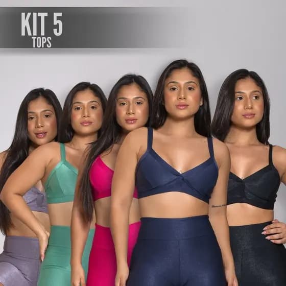 Kit 5 Tops Variados Academia Feminino Treino Fitness Alça Costa Aberta