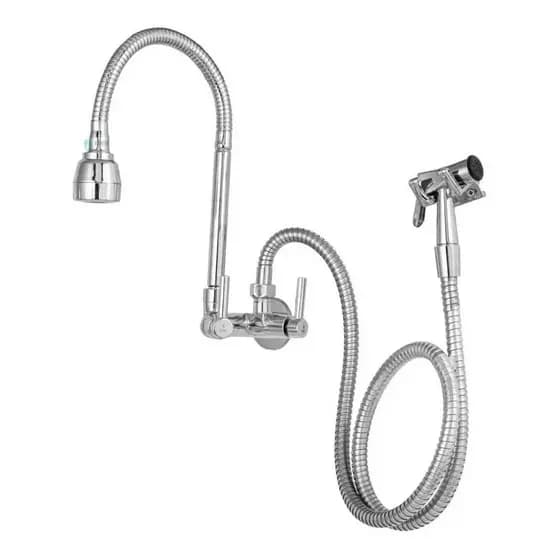 Torneira C/ Ducha Extensível Parede 2060 Para Cozinha Restaurante Cromada