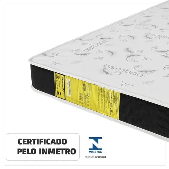 Colchão Solteiro 100% Espuma D20 Estampado Com Borda Preta – Conforto e Estilo para Seu Quarto