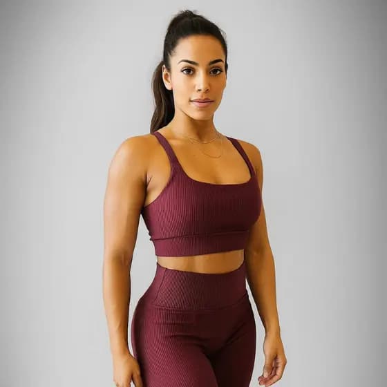 Conjunto Academia Canelado 3D Modela Corpo Legging Cintura Alta Sem Transparência Short Top