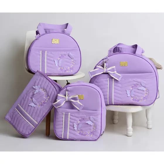 Kit de Bolsas Maternidade com Borboletas Para Bebê