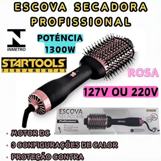 Escova Cabelo Secadora Profissional 127 Ou 220V Calor Proteção Contra Superaquecimento Hidratam Fios