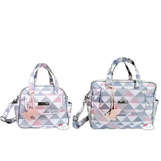Kit Bolsa Maternidade Colorê Rosa - Bolsa Média e Bolsa P Mamãe Nuvem