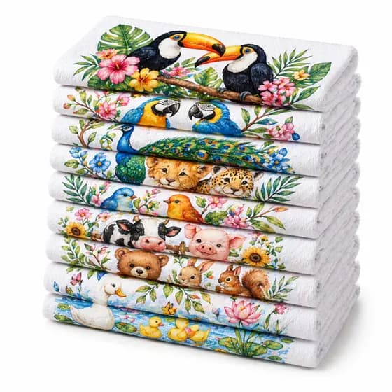 Kit 5/10/15 Panos De Prato Copa Cozinha Estampado Não Solta Fiapos Super Absorvente