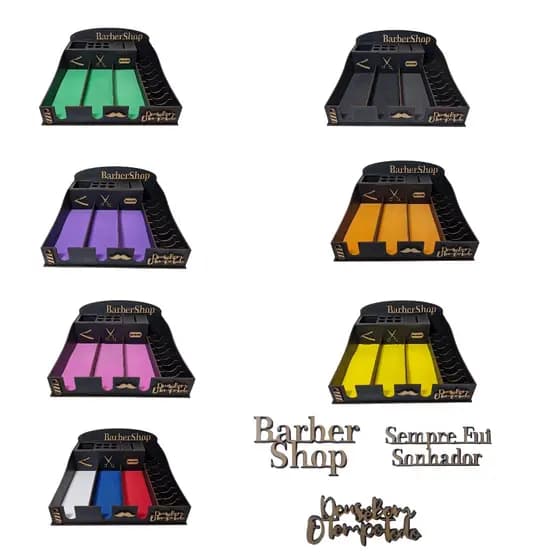 Suporte Organizador para Máquinas Barbeiro Barbearia Barbershop Completo