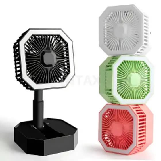 Ventilador Recarregável Com Luz Led Dobrável De Mesa USB Multifuncional Portátil