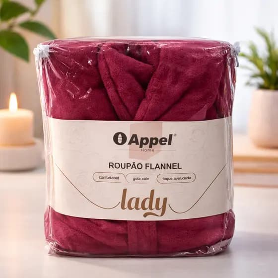 Roupão Feminino Flannel Lady Tamanho M Toque Aveludado Premium
