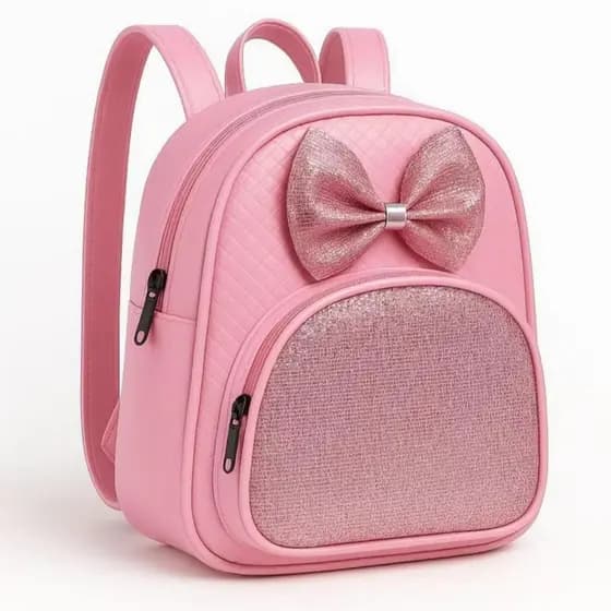 Mochila Infantil Feminina com Laço Glitter Luxo Brilhante para Escola Creche Passeio Leve e Linda