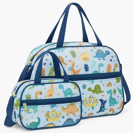Kit 2 Bolsas Maternidade 2 Peças – Bolsa Grande + Frasqueira – Impermeável, Leve e Moderna