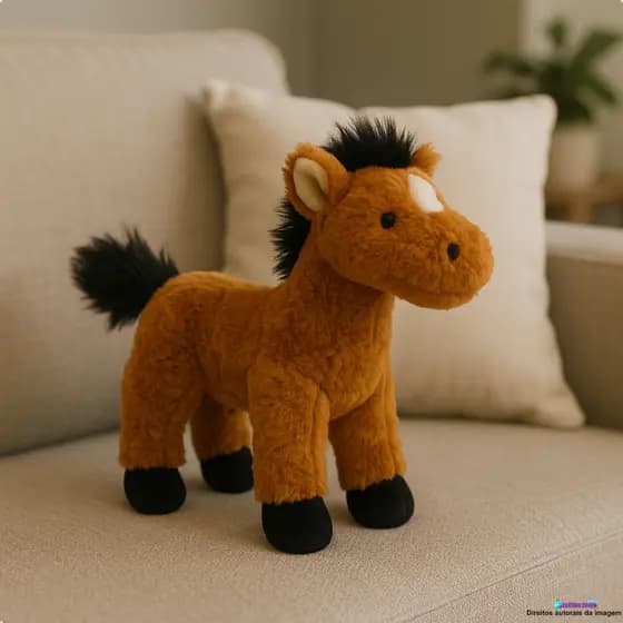 Pelúcia Cavalo Marrom 23cm Em Pé Fofo Antialérgico Pelúcia Infantil Presente dia das crianças Natal