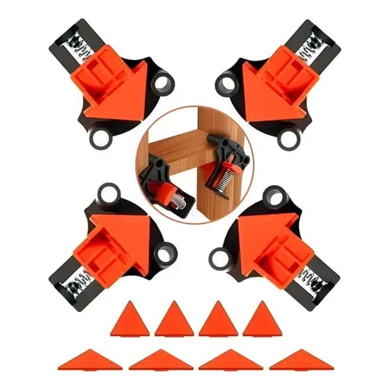Kit 2 e 4 Grampos De Canto Aperto Angular Marcenaria 90 Graus Reformas Obras